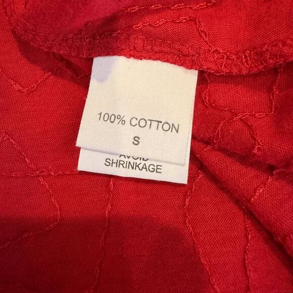 Eileen Fisher Red Embroidered Cotton Long Tunic Tank or Mini Dress Size Small - Picture 5 of 9